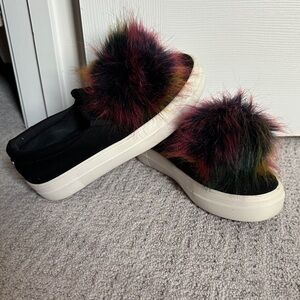 Steve Madden Black and Multicolor Fur Sneakers